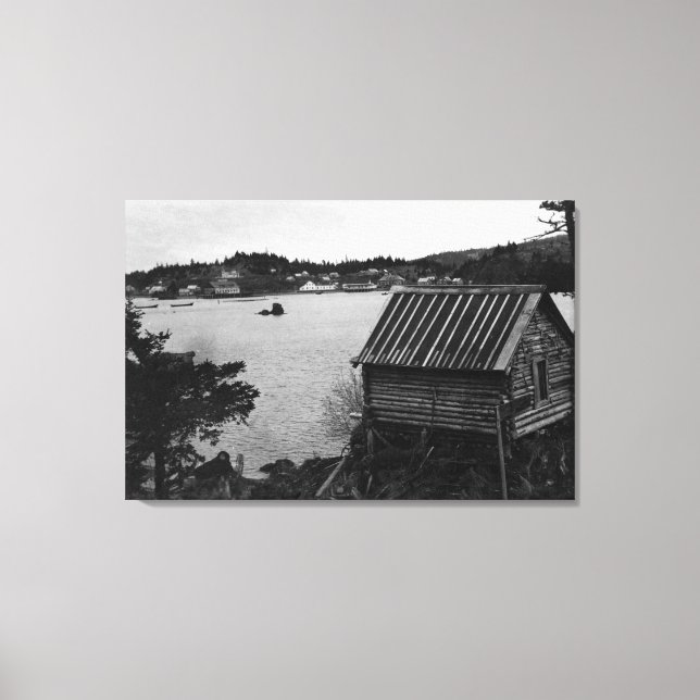 Impressão Em Tela Vista de Seldovia, Alasca do outro lado da água (Frente)