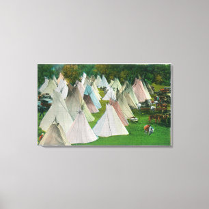 Impressão Em Tela Vista de uma vila e de um Pendleton indianos