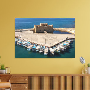 Impressão Em Tela Vista do castelo de Paphos e do drone de Harbour
