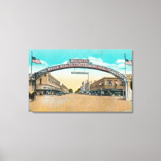 Impressão Em Tela Vista do Modesto Welcoming ArchModesto, CA (Frente)