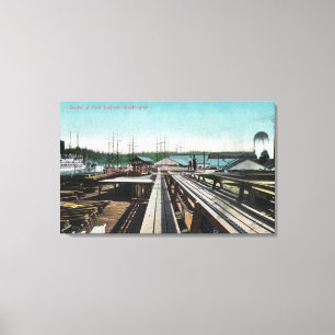 Impressão Em Tela Vista do porto Ludlow DocksPort Ludlow, WA