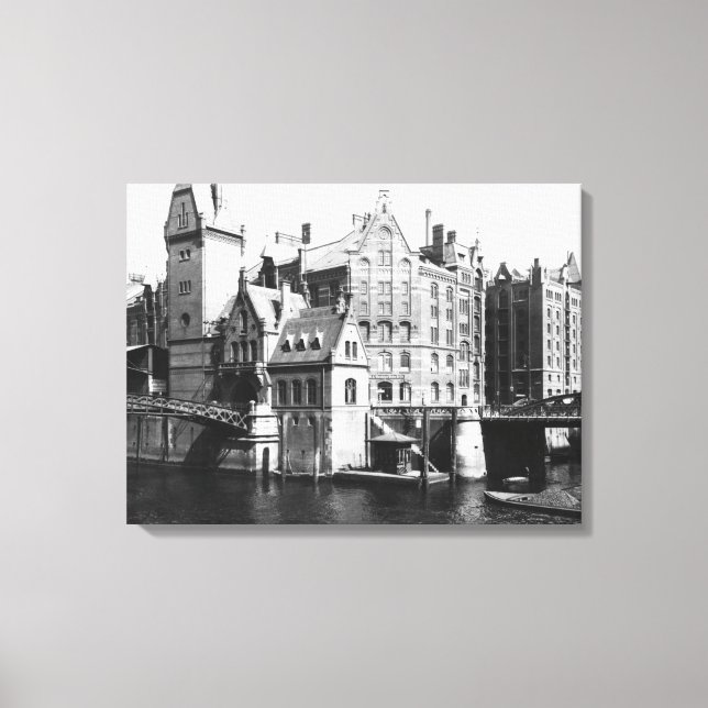 Impressão Em Tela Vista do Speicherstadt Hamburg, c.1910 (Frente)