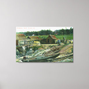 Impressão Em Tela Vista dos barcos na praia em Chinatown