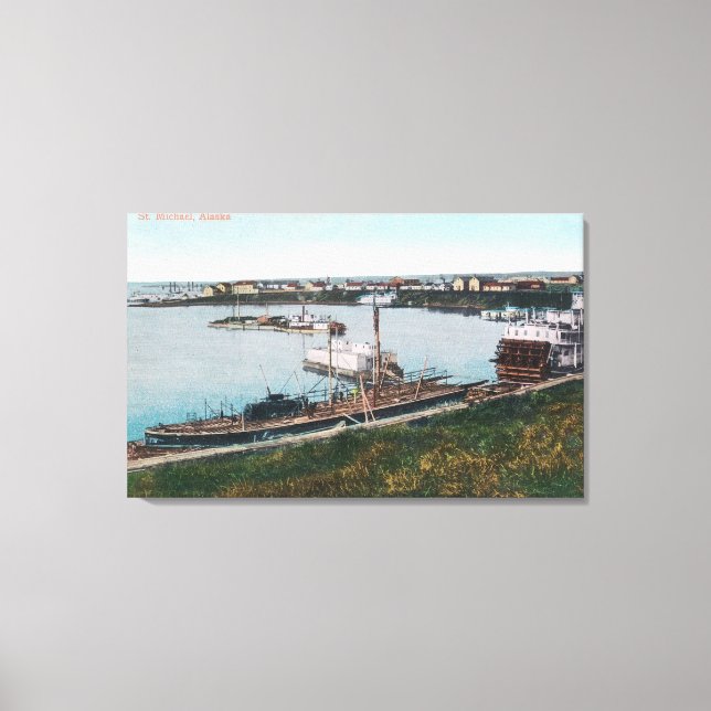 Impressão Em Tela Vista dos navios no DockSt. Michael, AK (Frente)