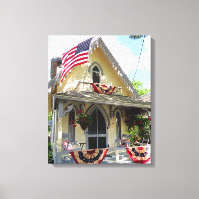 Impressão Em Tela Vitoriano Amarelo com Bunting - Vineyard de Martha (Frente)