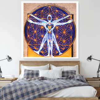 Impressão Em Tela Vitruvian Man, Flower of Life, Squaring Circle