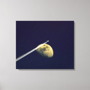 Impressão Em Tela Voando Passado a Lua