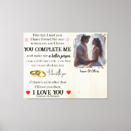 Impressão Em Tela Você Me Completa Foto Personalizada Casamento Aniv