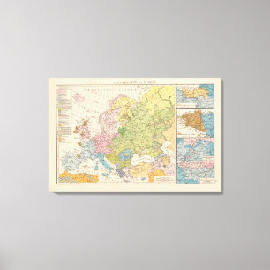Impressão Em Tela Volkerkarte von Europa, mapa de Europa