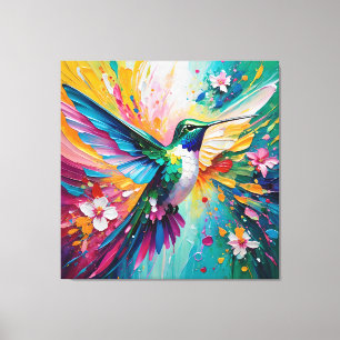 Impressão Em Tela Voo Arco-íris: Beija-flor Vibrante