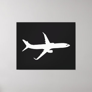 Impressão Em Tela Vôo branco da silhueta do avião dos aviões
