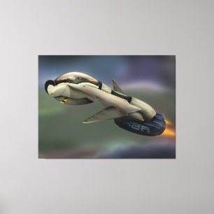 Impressão Em Tela Vôo da nave espacial através de um planeta