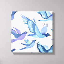 Impressão Em Tela Voo do Pássaro Azul | Pintura Moderna em Aquarela
