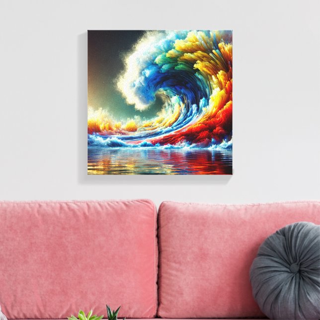 Impressão Em Tela Vórtex Emocional: Onda Cinemática de Cores (Insitu(Sala de estar))