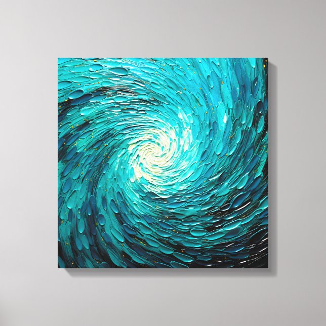 Impressão Em Tela Vórtice Abstrato de Oceano Turquesa (Frente)