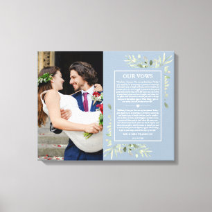 Impressão Em Tela Votos de Casamento Poeira Azul Verde Foto 
