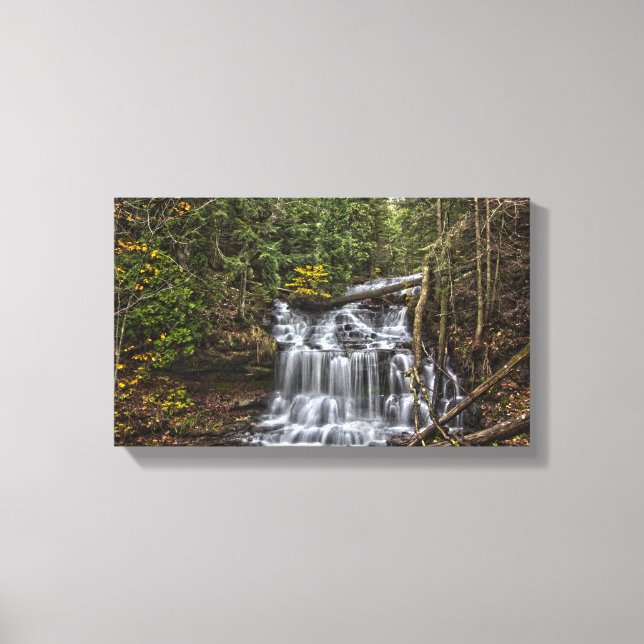 Impressão Em Tela Wagner Falls, Munising, Michigan (Frente)