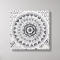 Wall Art Black and White Medallion Doodle