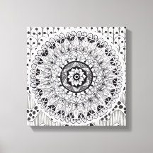 Wall Art Black and White Medallion Doodle