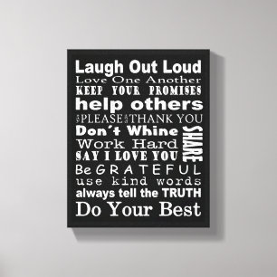 Impressão Em Tela Wall Art de Valores Familiares