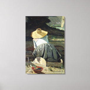 Impressão Em Tela Washerwoman pelo rio, 1860