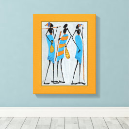 Impressão Em Tela Watercolor, African Art, Maasai Warriors