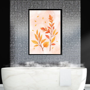 Impressão Em Tela Watercolor Autumn Deixa Poster Botânico