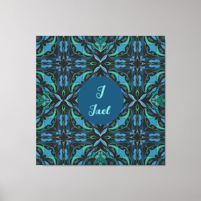 Impressão Em Tela Watercolor Azulejo Black Espanhol Personalizado (Frente)