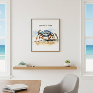 Impressão Em Tela Watercolor Beach Crab, personalizado