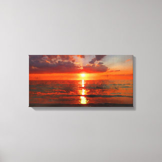 Impressão Em Tela Watercolor Beach Sunset