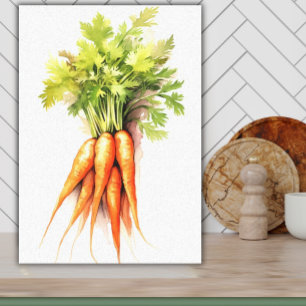 Impressão Em Tela Watercolor Carrots Veggie Art para Cozinha