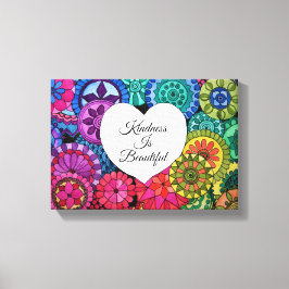 Impressão Em Tela Watercolor Rainbow Mandala Com Coração