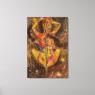 Impressão Em Tela Watercolor - Sonata do Espaço Cello