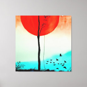Impressão Em Tela Watercolor Sunset para proteção da natureza