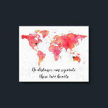 Impressão Em Tela Watercolor World Map 2 Corações Conectados<br><div class="desc">Watercolor World Map Long Distance Relationship in Coral and Peach Canvas print com 2 corações e conectores - eles podem ser movidos e posicionados onde for necessário (para conexões mais próximas reduzirem o tamanho do conector para fazê-lo funcionar) poema que diz "juntos para sempre, nunca separados, talvez em distância, mas...</div>