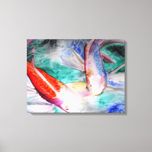 Impressão Em Tela Watercolour de Koi da borboleta que pinta a arte