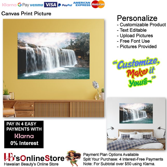 Impressão Em Tela Waterfall Nature Relax Casa, Imagem 7 (Waterfalls Nature Relax Home Office Canvas Print Picture 7.)