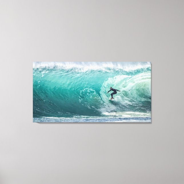 Impressão Em Tela Wave, Surfer, Linda Impressão de Tela Paisagem (Frente)