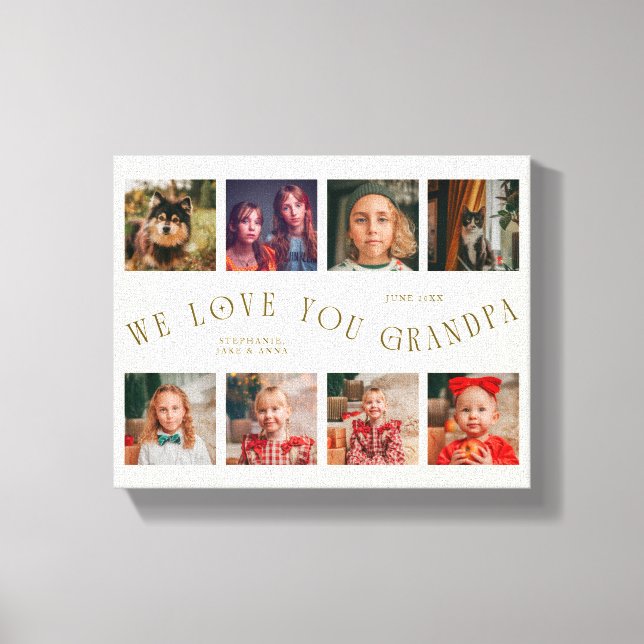 Impressão Em Tela We Love You Grandpa | 8 Photo Grid Cream (Frente)