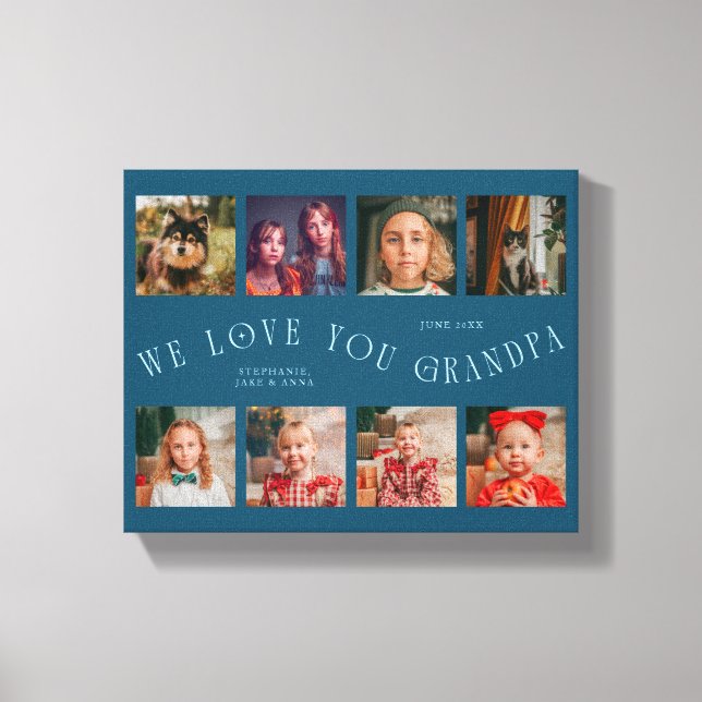 Impressão Em Tela We Love You Grandpa | 8 Photo Grid Teal (Frente)