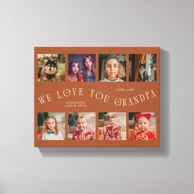 Impressão Em Tela We Love You Grandpa | 8 Photo Grid Terracotta (Frente)