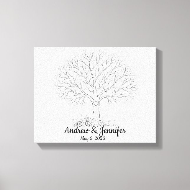 Impressão Em Tela Wedding Fingerprint Tree Guest Book Alternative (Frente)