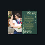 Impressão Em Tela Wedding Vows Emerald E Dourada Foto Greenery<br><div class="desc">Personalize com seus votos de casamento e foto especial para criar uma única manutenção do seu dia mais especial. Projetado por Thisnotme©</div>