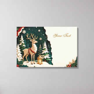 Impressão Em Tela Weihnachtlicher Rentier Wald Rahmen
