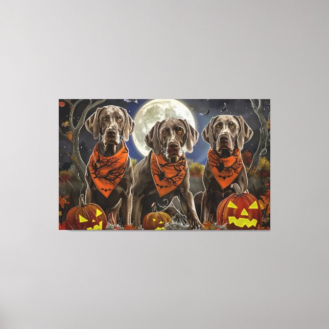 Impressão Em Tela Weimaraner Halloween Spooky (Frente)