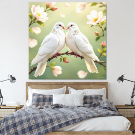 Impressão Em Tela Weiße Tauben der Liebe