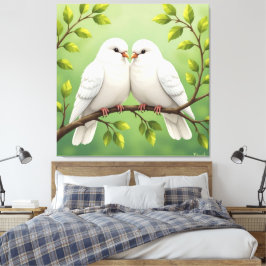 Impressão Em Tela Weiße Tauben der Liebe