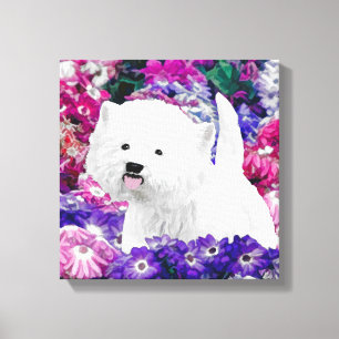 Impressão Em Tela West Highland White Terrier Pintando Arte Canina
