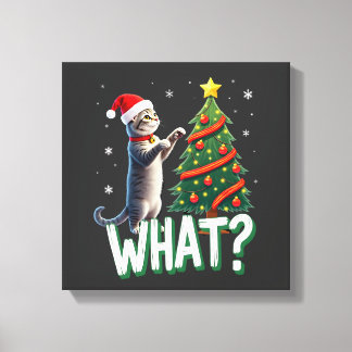 Impressão Em Tela What Funny Cat Pushing Christmas Tree Over Cat Xma