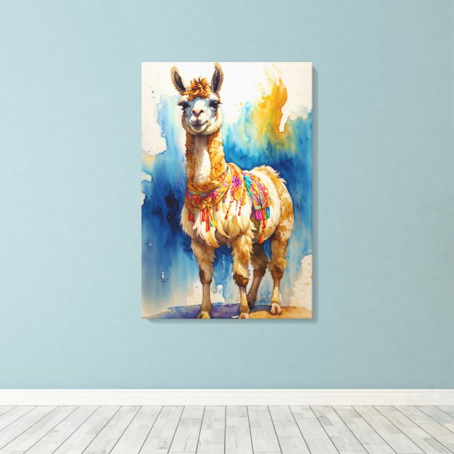 Impressão Em Tela "Whimsical Llama" (Insitu(piso de madeira))
